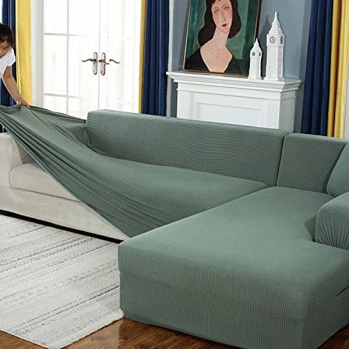 Durable Dark Gray 2 Seater Stretch Slipcover for Couches & Sectionals — Green