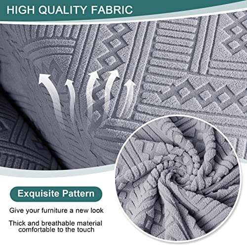Ruaozz Recliner Sofa Covers for 3 Seat Sofa, Soft Washable Couch Cover with Elastic Bottom for Kids Pets, Moon Gray