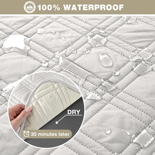 TAOCOCO 100% Waterproof Loveseat Recliner Cover, Non-Slip Chocolate Protection — Off White