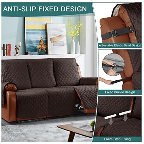 Ruaozz Waterproof 3 Seater & Recliner Sofa Cover, Chocolate