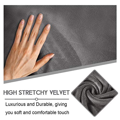 ULTICOR 6-Piece Velvet Reclining Love Seat Slipcover (Dark Grey)