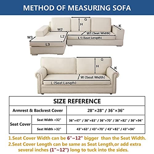 Eismodra Dark Gray Anti-Slip Couch Cover, 36"x36" L-Shaped Sectional