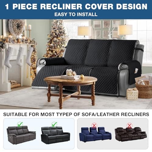 3 Seater Black Recliner Sofa Cover
