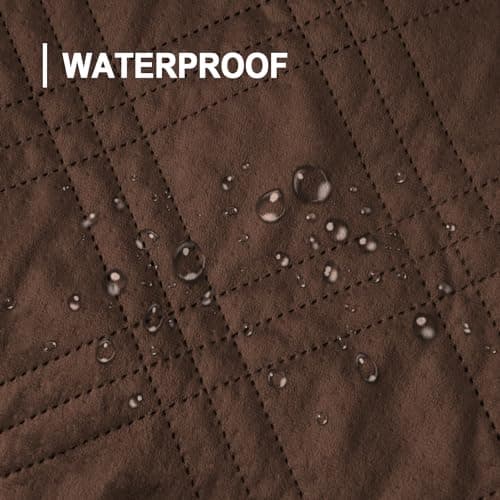 Velvet Recliner Slipcover - Waterproof Recliner Cover for Dogs & Pets (Brown, 23)