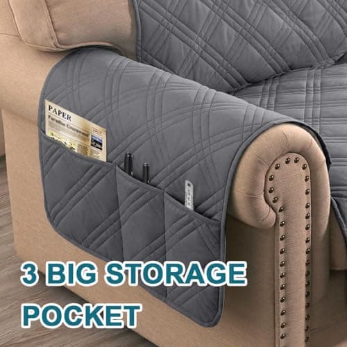 Turquoize Waterproof Couch Covers for 3 Cushion Couch, Gray