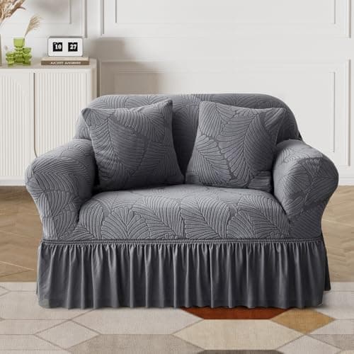 WONGS BEDDING Stretch Velvet Sofa Slipcover, Dark Gray, Pet Friendly — Dark Gray