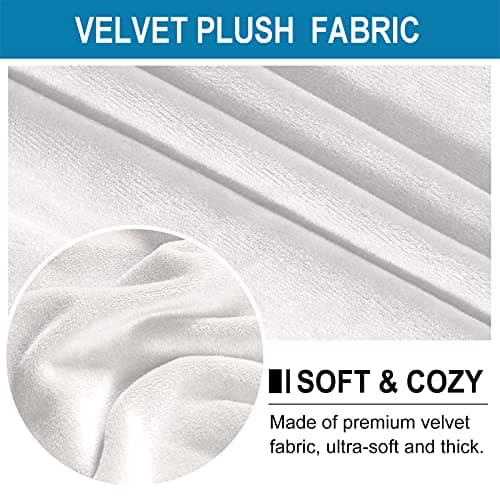 Off White Stretch Velvet Recliner Covers for Lazy Chair with Side Pocket