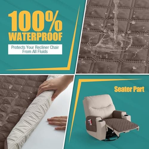 Ruaozz Large Waterproof Recliner Chair Covers Brown