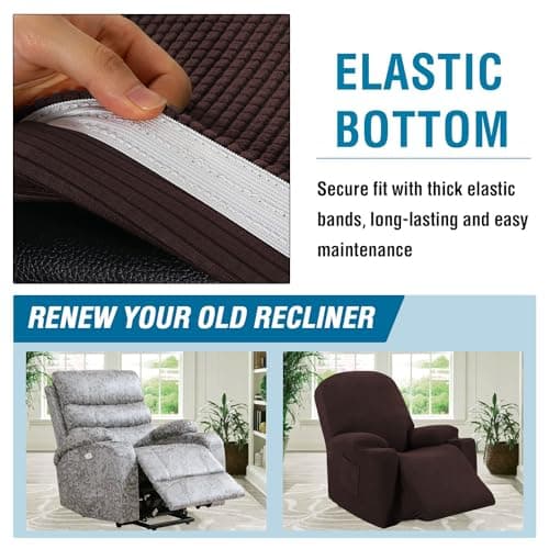 H.VERSAILTEX Chocolate Soft Thick Jacquard Stretch Couch Cover for Electric Recliner