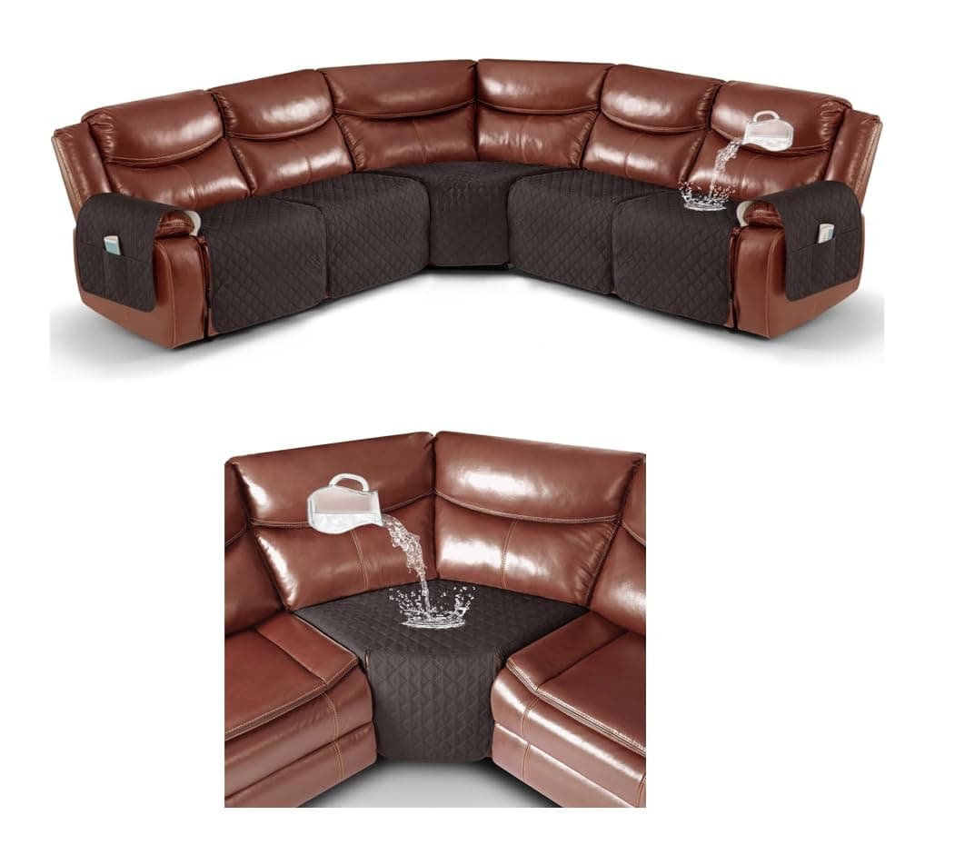 Ruaozz Chocolate Recliner Sectional and Corner Couch Covers