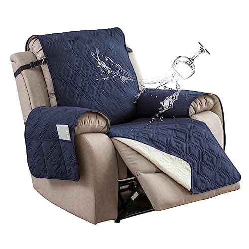 Genina Waterproof Recliner Sofa Cover, Dark Gray — Navy Blue