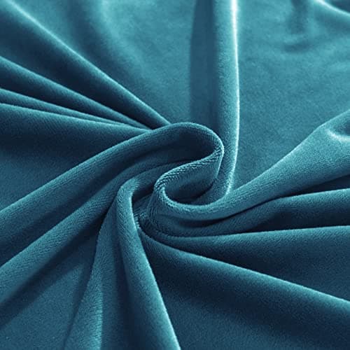 Wear-Resistant Stretch Velvet L-Shaped Sofa Cover for Left/Right Sectionals (Camel, Single Seat) — Peacock Blue