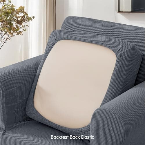 SubrTEX 5 Piece Stretch Loveseat Slipcover, Gray