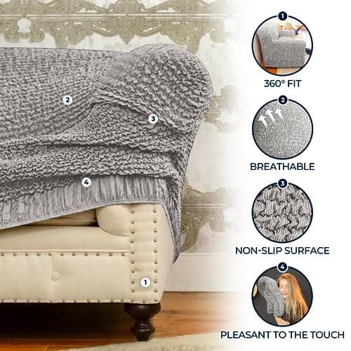 Mille Righe - Platinum Recliner Loveseat Cover