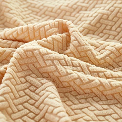 Wear-Resistant L Shape Sectional Couch Cover, Pet Protector for Cats and Dogs (Weave White, Large) — A-weave Beige