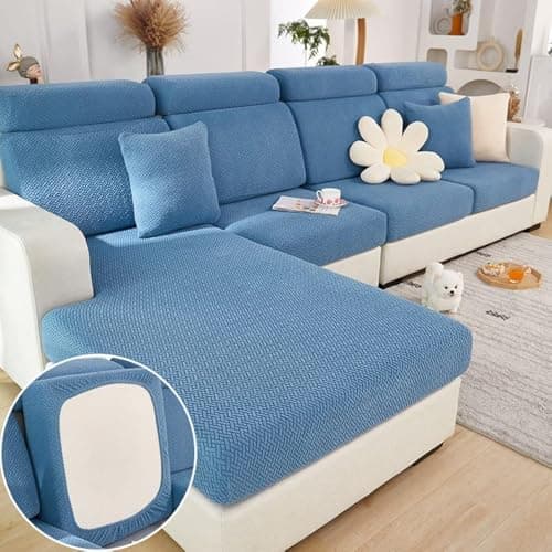 Jonuiony Wear-Resistant L-Shape Sectional Couch Slipcover (Dark Grey, Large) — A-blue