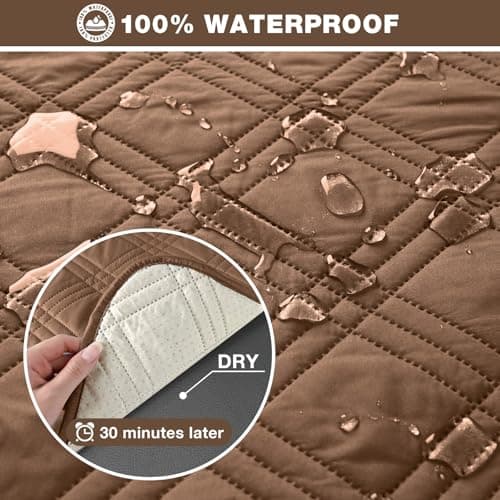 TAOCOCO 100% Waterproof Loveseat Recliner Cover, Non-Slip Chocolate Protection — Brown