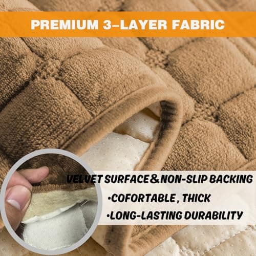 NeColorLife Non-Slip Recliner Chair Cover, Plush Armrest, Light Coffee, 23.6"