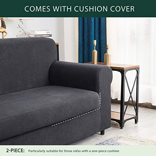 CHUN YI Stretch Sofa Slipcover, 2 Piece Grey Checks X-Large