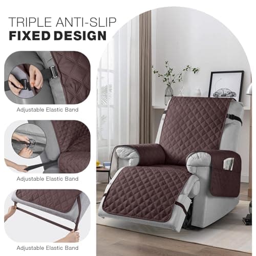 TAOCOCO Non-Slip Recliner Chair Cover, 23'' Small, Coffee