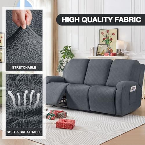 Timeless Recliner Covers for 3 Cushion Gray Sofa