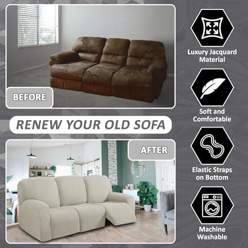ULTICOR Ivory 3 Seater Recliner Sofa Cover