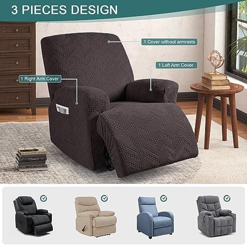 3-Piece Recliner Chair Cover Set with Universal Sofa Cover