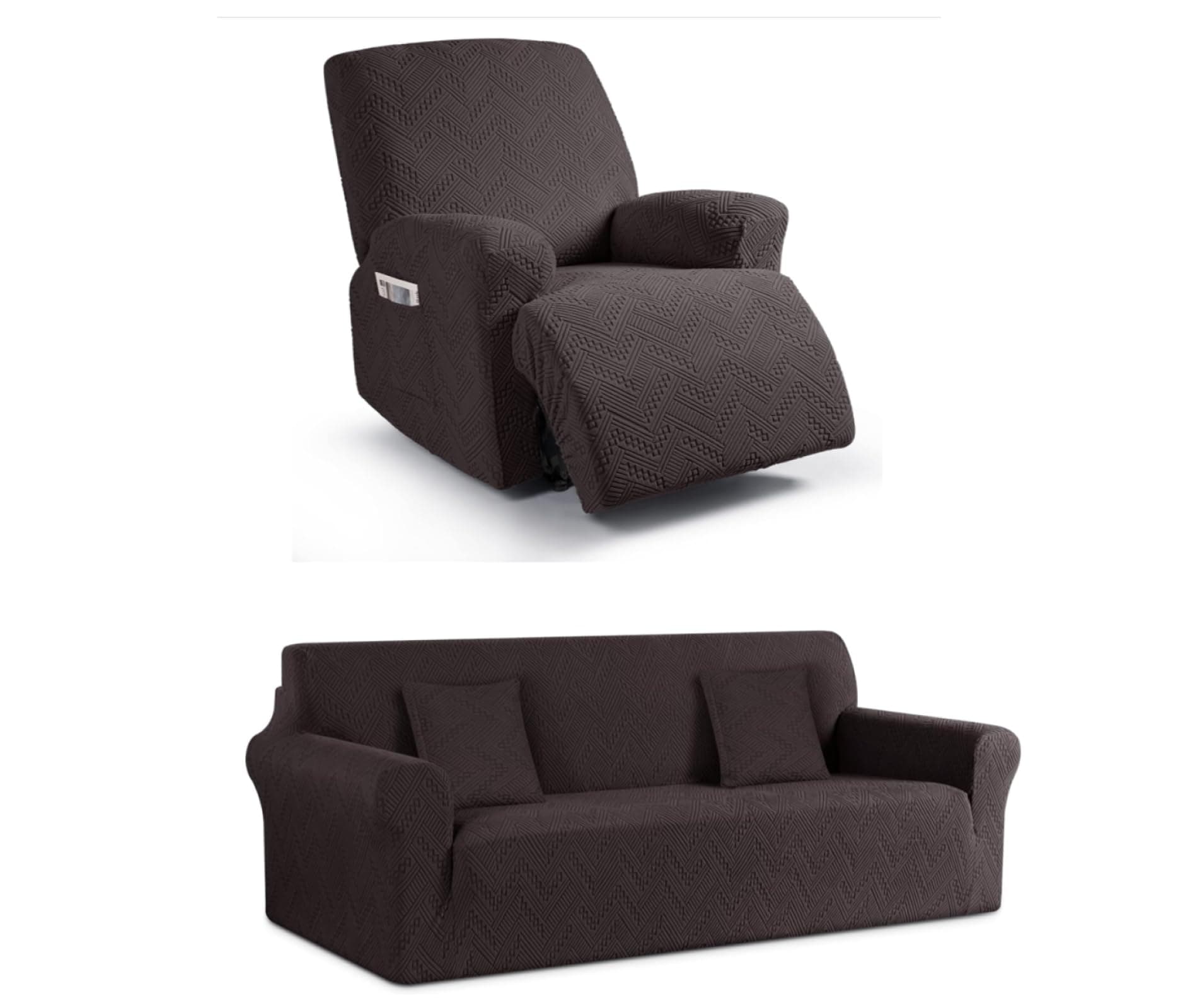 3-Piece Recliner Chair Cover Set with Universal Sofa Cover