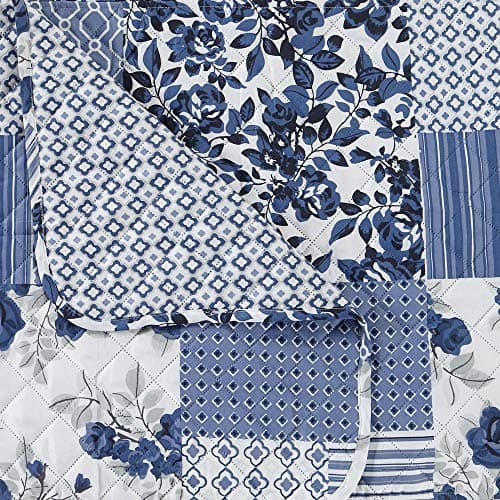 Great Bay Home Taupe Scallop Print Stain Resistant Recliner Cover — Patchwork - Navy