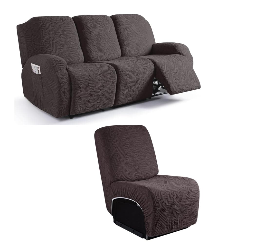 Ruaozz Chocolate 3 Seater & Armless Chair Sofa Covers