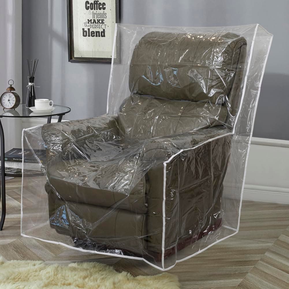 STONECREST Clear Vinyl Chair Cover - Pet Scratch Protector, Waterproof, Storage & Moving, 34" W (1 Pack, Small)