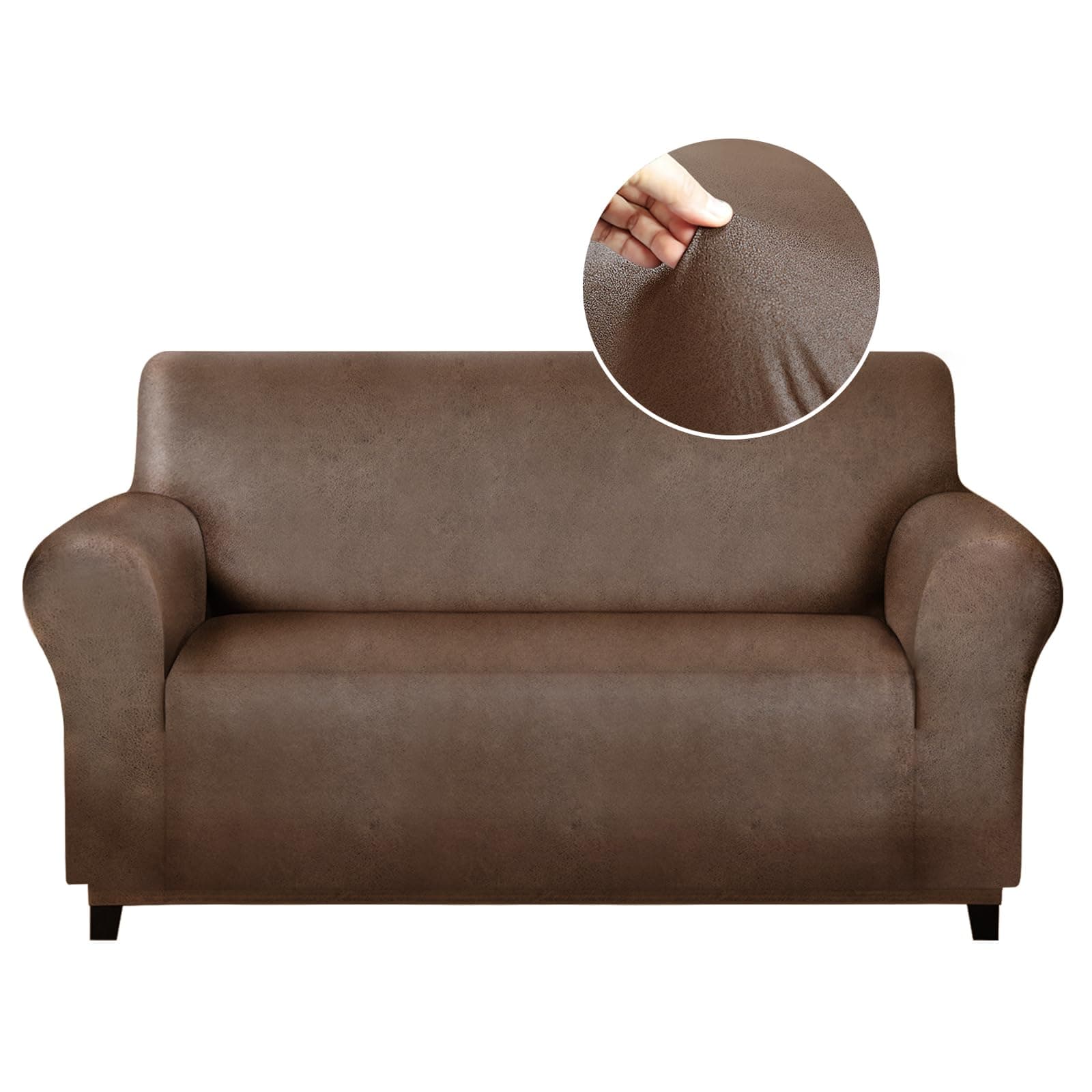 Molasofa Oversized Loveseat Cover, Dark Brown, Soft Spandex Non-Slip Protection