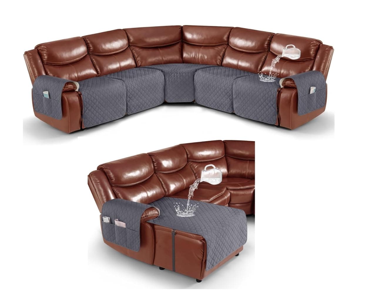 Ruaozz Dark Grey L Shape Sofa & Chaise Cover