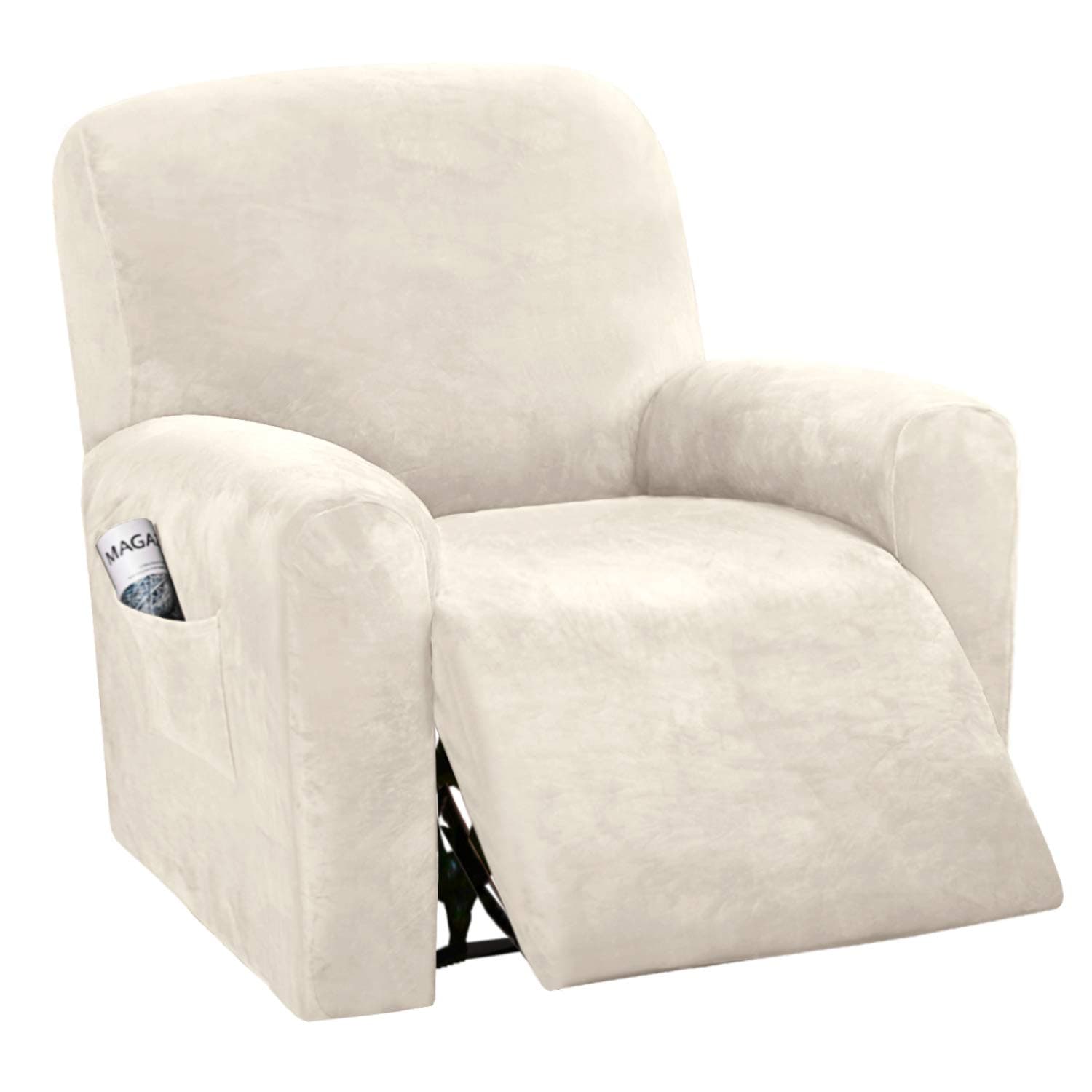 H.VERSAILTEX Ivory Velvet Stretch Recliner Couch Covers