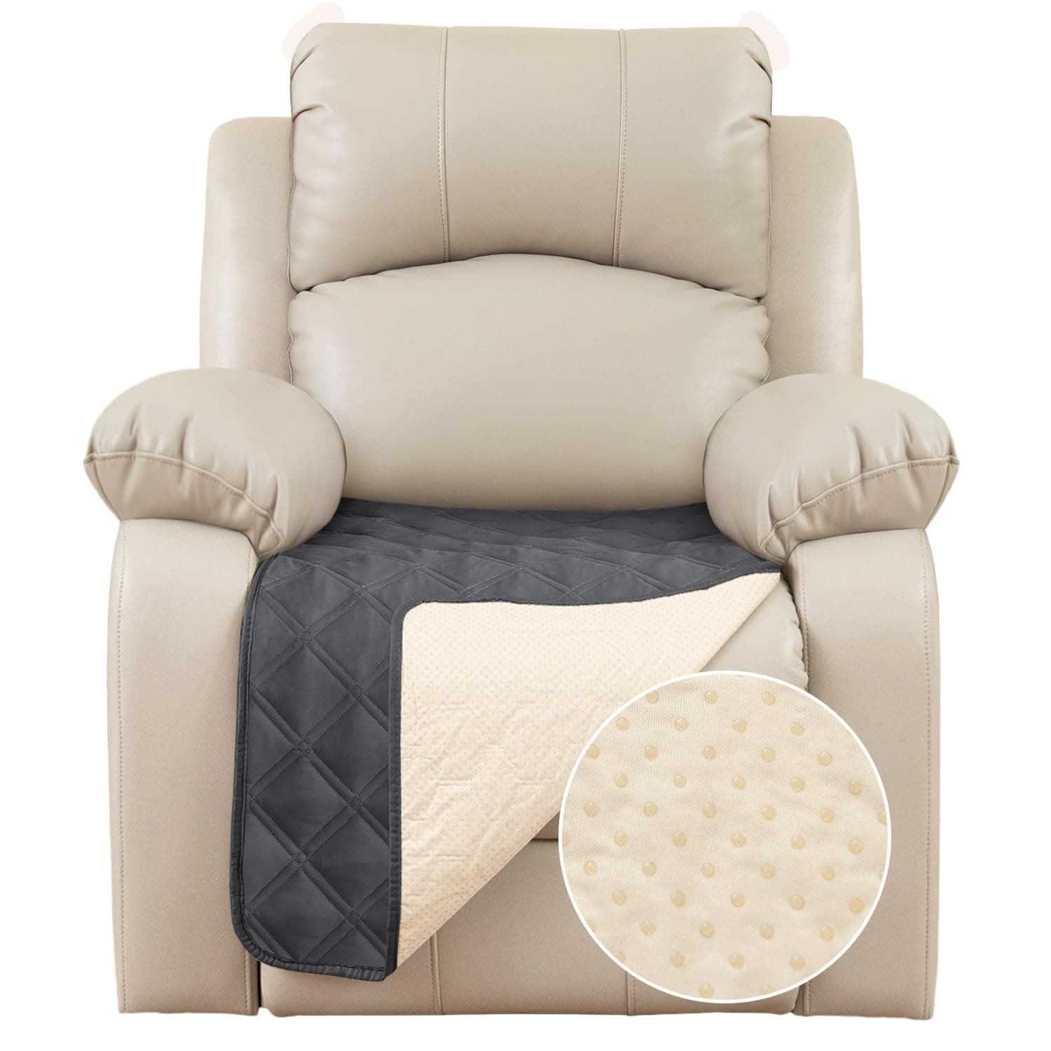 TOMORO 100% Waterproof Non-Slip Recliner Chair Cover, Dark Gray, 23x38 Inch