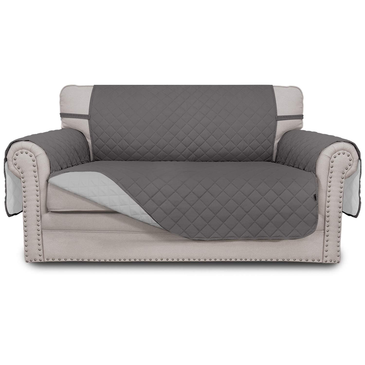Easy-Going Reversible Loveseat Couch Cover, Gray/Light Gray