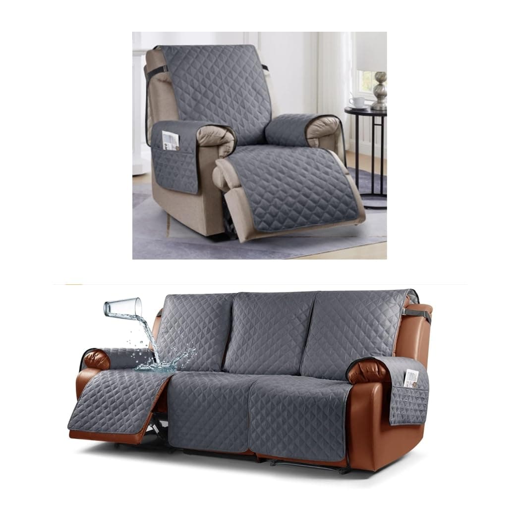 Ruaozz Waterproof Recliner Covers for Dusty Grey