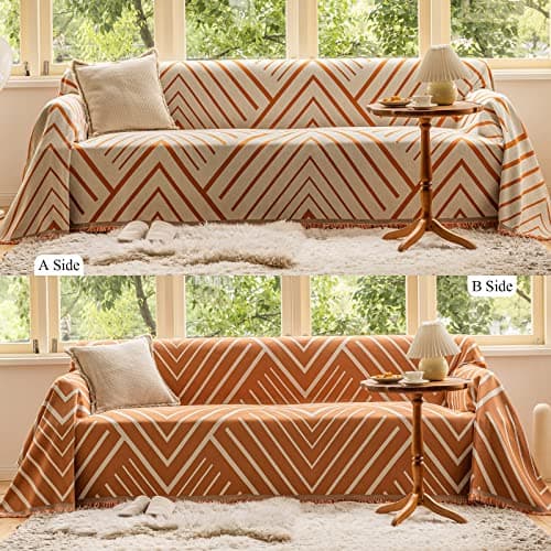 ROOMLIFE Reversible Sofa Covers for 3 Seat Reclining Futon - Washable Kids & Pet Protector 71"x134"