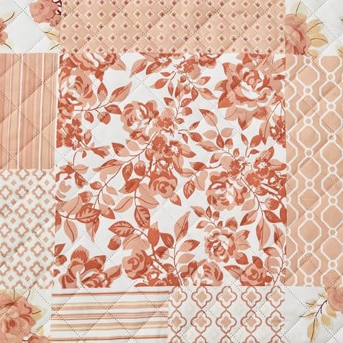 Great Bay Home Taupe Scallop Print Stain Resistant Recliner Cover — Patchwork - Dusty Rose