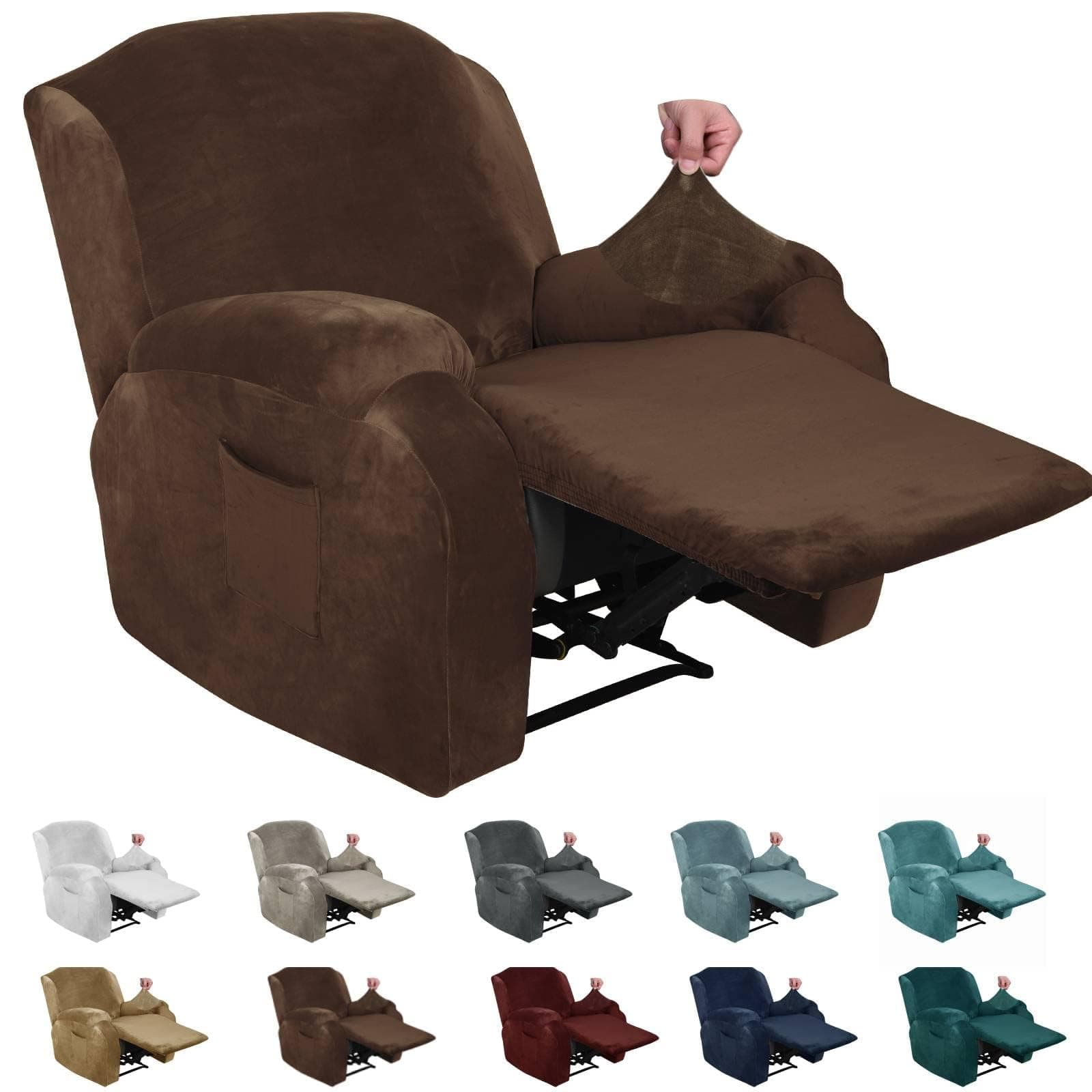 MAXIJIN Velvet Recliner Cover for Kids & Pets (Dark Coffee)