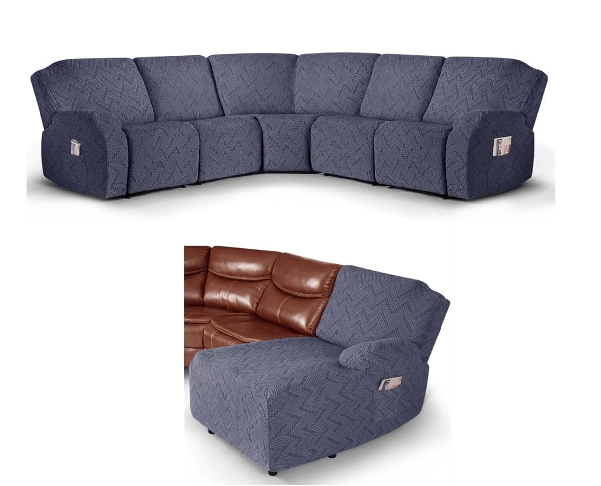 Ruaozz Grey Stretch Recliner & Chaise Sofa Cover