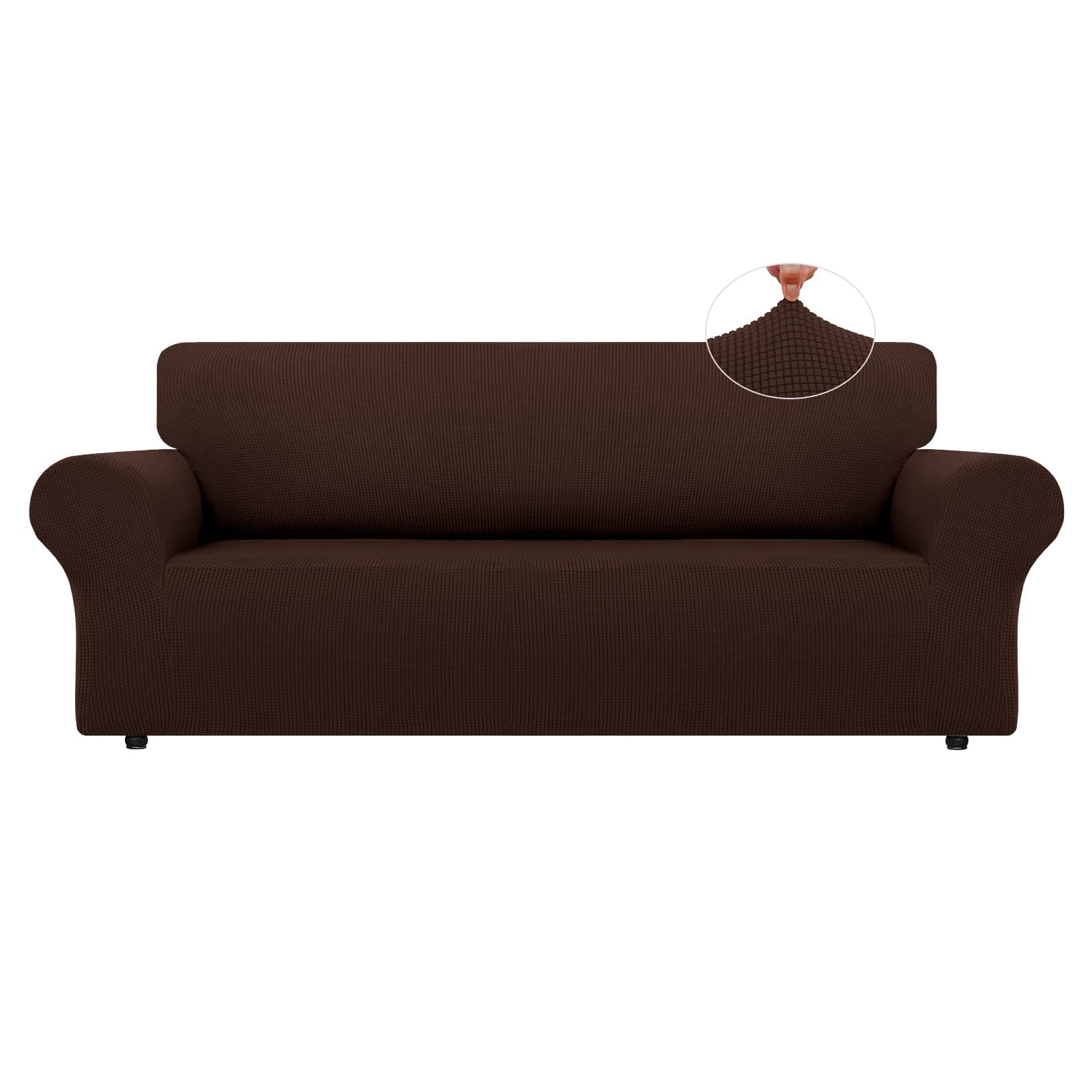 Large Brown Non-Slip Sofa Cover with Elastic Bottom