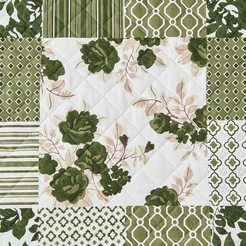 Great Bay Home Taupe Scallop Print Stain Resistant Recliner Cover — Patchwork - Olive / Brown