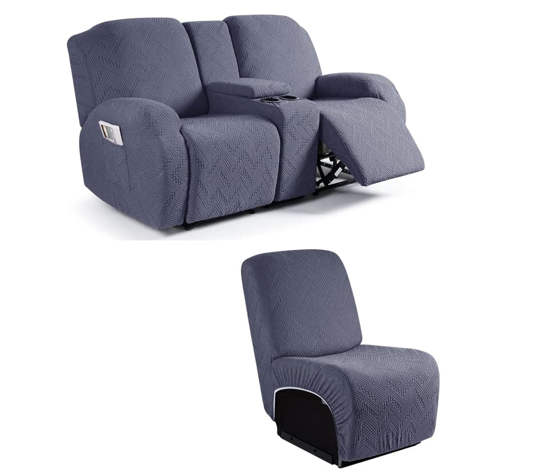 Ruuozz Grey Loveseat and Armless Chair Recliner Cover