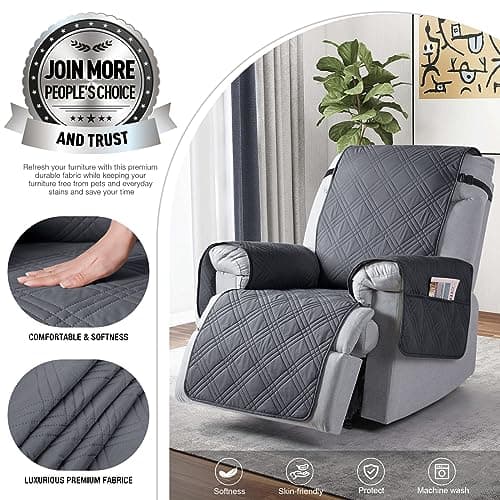 TAOCOCO 100% Waterproof Recliner Chair Cover, Non-Slip, Washable, Kids & Pet-Friendly