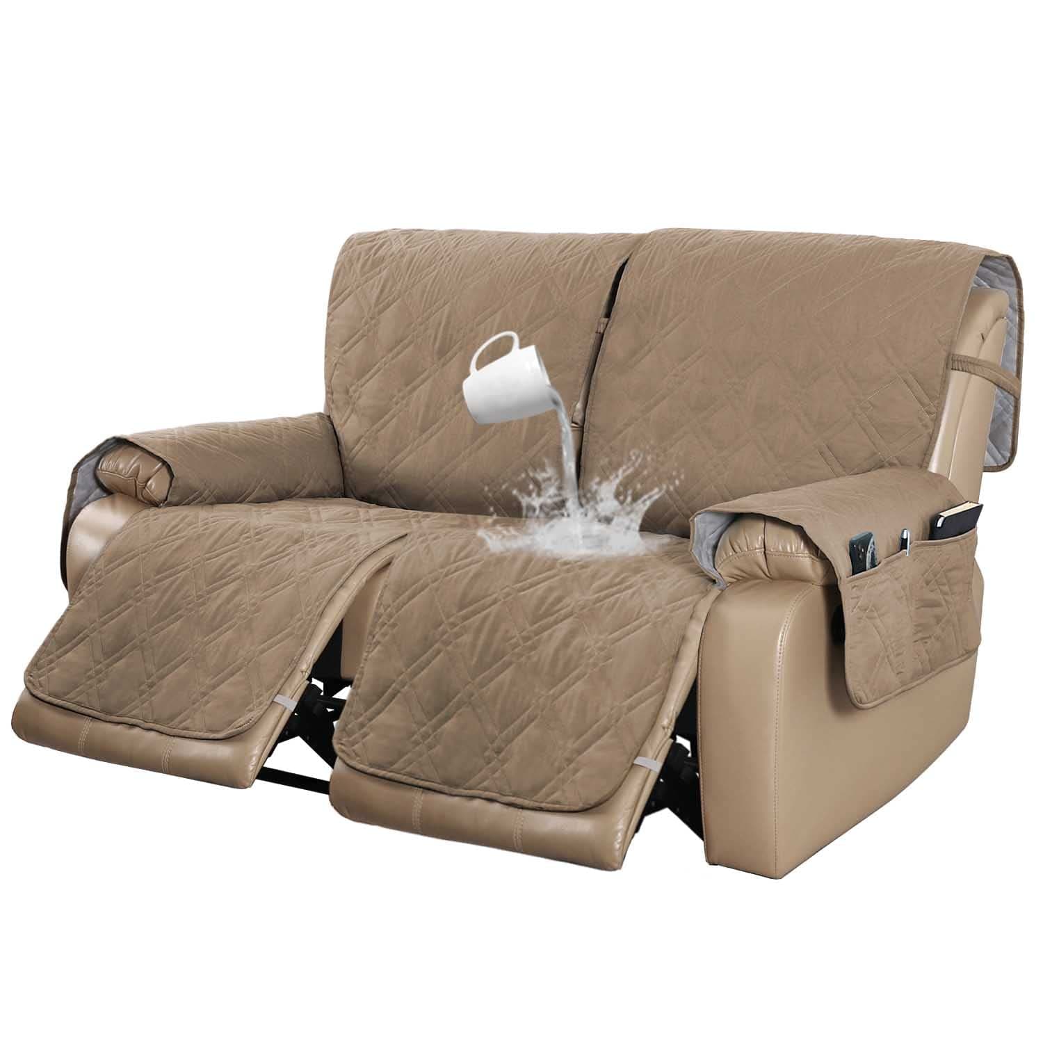 Turquoize 100% Waterproof Recliner Sofa Cover for 2 Seat Couch (Medium, Taupe)