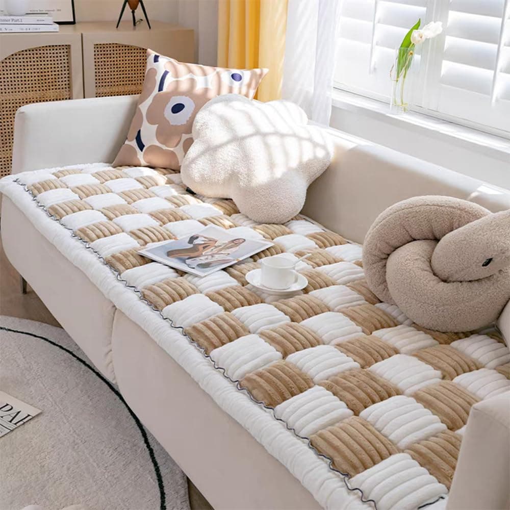 Light Brown Sofa Cover for Pets, Washable and Non-Slip