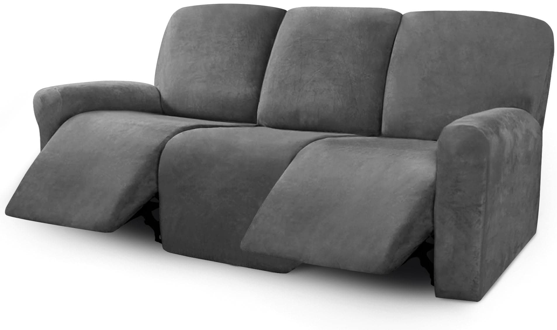 ULTICOR Velvet Recliner Sofa Covers for 3 Cushion Dark Gray