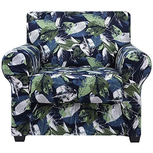 Floral Pattern Stretch Printed Sofa Slipcovers for 2 Cushion Couch, Furniture Protector for Dogs (Loveseat) — Gray Green