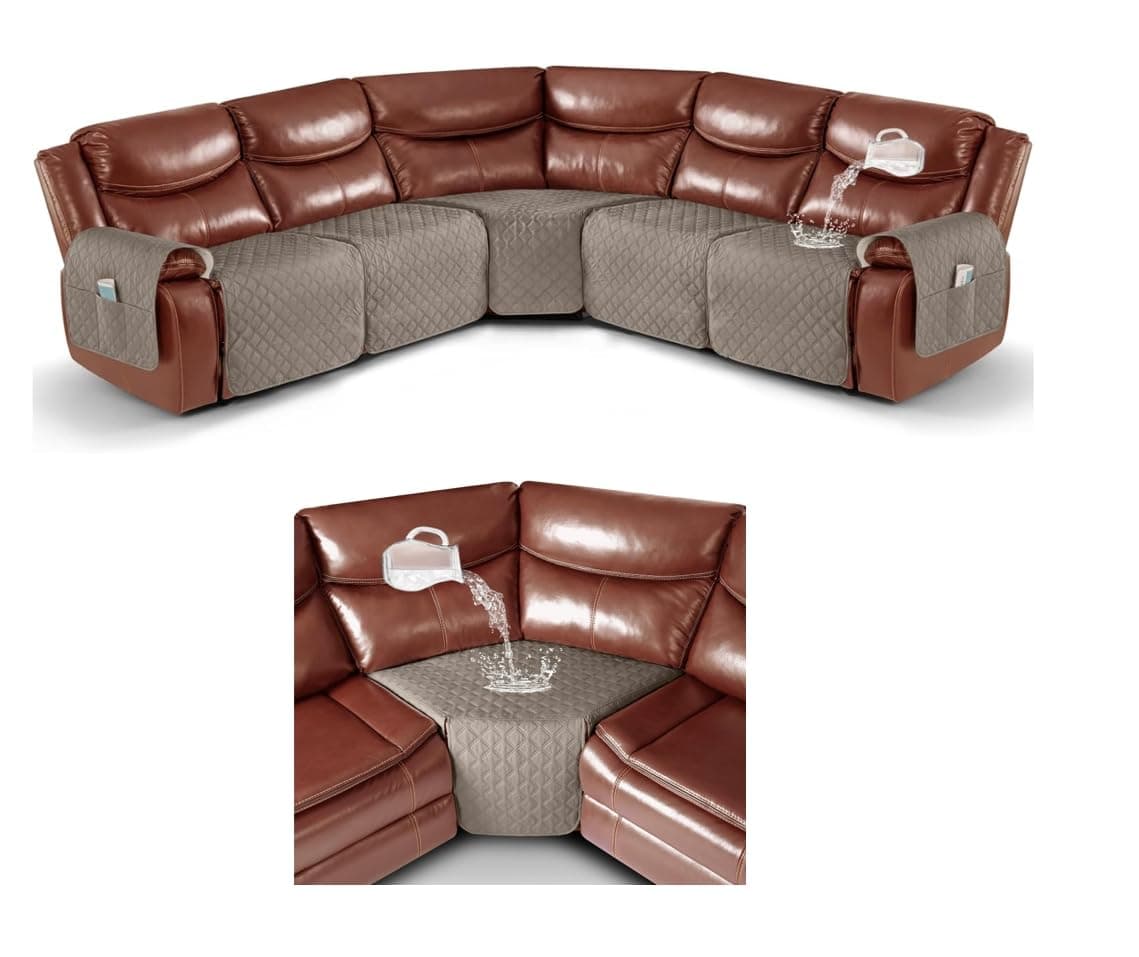 Ruaozz Khaki Recliner Sectional & Corner Sofa Covers